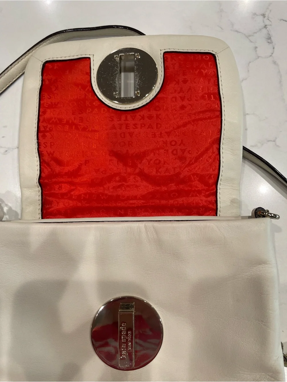 kate spade Cream Quilted Leather Crossbody with Silver-Tone Turnlock